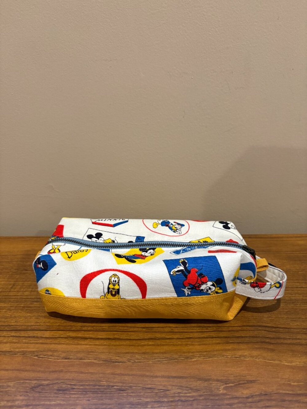 Disney Dopp Kit Canvas Travel Toiletry Bag Handmade Zip Pouch with Metal Zipper